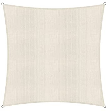 Lumaland Sonnensegel Quadrat | 4 x 4 Meter Wetterbeständiger Sonnenschutz inkl. Befestigungsseile | Terrasse, Garten & Balkon Schattenspender mit UV-Schutz [Creme]