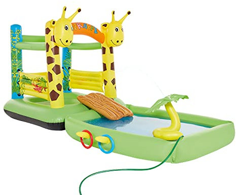 Happy People 2in1 Hüpfburg und Pool Giraffe mit Sprühfunktion Kinderbadespaß Planschbecken