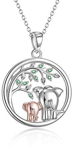 YFN Tier Kette Sterling Silber Mutter Tochter Anhänger Herz/Rund Schmuck | Muttertag Weihnachten New Year Geburtstag Geschenke für Damen Oma Mama Tochter