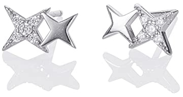 Namana Petites Boucles d'Oreilles Étoiles en Argent Sterling 925, Mini Boucles d'Oreilles pour Femme et Fille en Design d'Étoile serties de Pierres en Zirconium, Bijoux Femme avec Écrin Cadeau