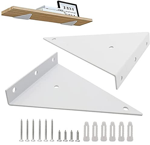 2 Stück Unsichtbare verdeckte Wandhalterung Metall Regal Halterung Schwerlastträger Schwerlast Regalhalterung Schwebende Regalhalterungen Regalträger für Bücherregale Küchenregale 13*17cm (Weiß)