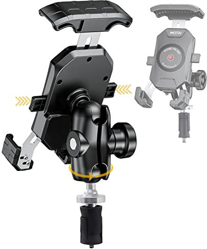 iMESTOU Supporto per Telefono a Forcella per Moto, Antifurto da 2,5 cm/1 con Braccio a Doppia Presa, Adatto a Componenti di Dimensioni RAM B Rotazione di 720° per Cellulari da 4,0-7,0
