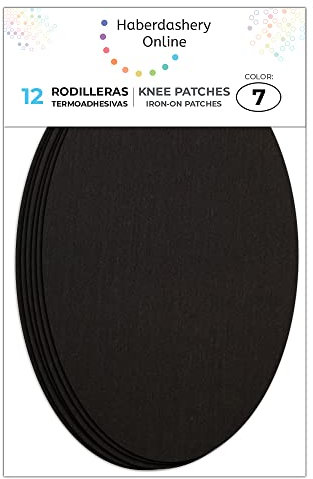 12 Thermoaufbügelbare Knie- und Ellbogenflicken – Bügelflicken 16 x 10 cm – Zum Reparieren & Verstärken von Hosen, Jacken, Pullovern & Hemden – Farbe: Schwarz