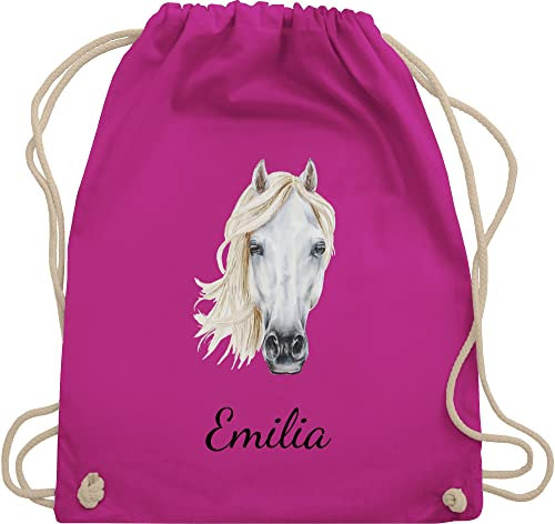 Turnbeutel Rucksack - Pferd Pferde - Pferdekopf Pferdeliebhaber Geschenk - Unisize - Fuchsia - reit sachen für mädchen pferden beutel pferderucksäcke pferdemotiv stoffbeutel pferderucksack