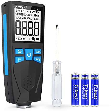 Schichtdickenmessgerät Lackschichtenmesser MESTEK Lacktester 0-1500um mit LCD-Display 2 Messmodi Hoch/Tief Alarm zur Lackdicke von Autos, Geräten, Computern und Schränken
