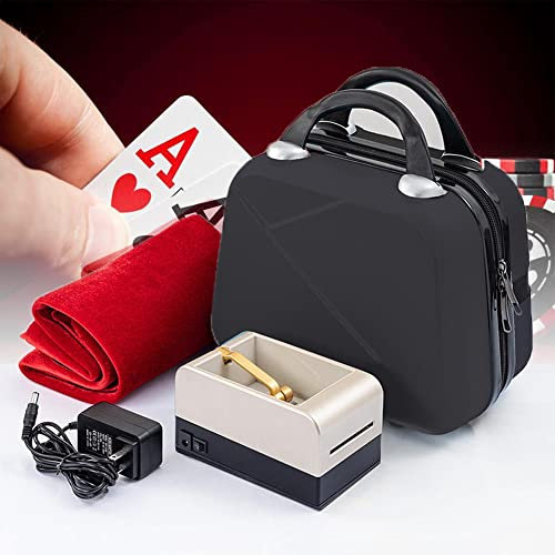 Distributeur Automatique de Cartes, Machine de fractionnement de Cartes rotative à 360 ° Portable avec Nappe de Poker et Batteur de Cartes à Jouer électrique pour 2 à 8 Personnes, Pas de Fonction de
