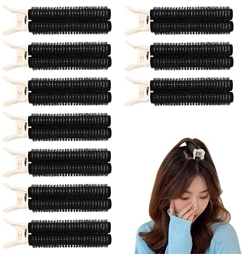 Bekecidi Lot de 10 Pinces Volumisantes pour Racines de Cheveux, Cheveux Naturels et Moelleux Clips de Rouleaux de Bigoudis Auto-adhésifs Outils de Coiffure pour Femmes et Filles (Noir)