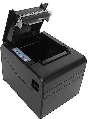 Goshyda Belegdrucker, 80-mm-Thermo-POS-Drucker mit Automatischer Schneidevorrichtung, Belegdrucker für Restaurantküchen, Serieller USB-Ethernet-Anschluss, ESC/POS-Befehl (EU-Stecker)
