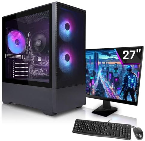 SYSTEMTREFF Office Komplett PC Set - Intel Core Ultra 5 235 - GT 710 2GB | Intel 6-Kern CPU bis 3.4 GHz, 16GB DDR5, 512GB M.2 NVMe SSD, Nvidia Grafik, Windows 11, 27 Zoll TFT Display, für Büro