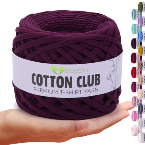MeriWoolArt® Premium Baumwolle zum Häkeln und Makramee, 10 mm x 110 m Qualität Baumwollgarn, T-Shirt Garn für Handtasche, Teppiche, Pflanzenkörbe, Wurfkissen und Makramee-Wandbehang oder Geschenkband