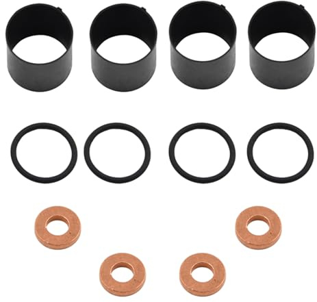 CANTONDZ 4 x Injektordichtung Kupferscheibe 4xInjektor Dichtung Kit Oring und 15MM Kupfer Washer Kompatibel mit Renault Laguna Trafic Master Nissan Opel Movano 2.2 2.5 DCI 7701474025