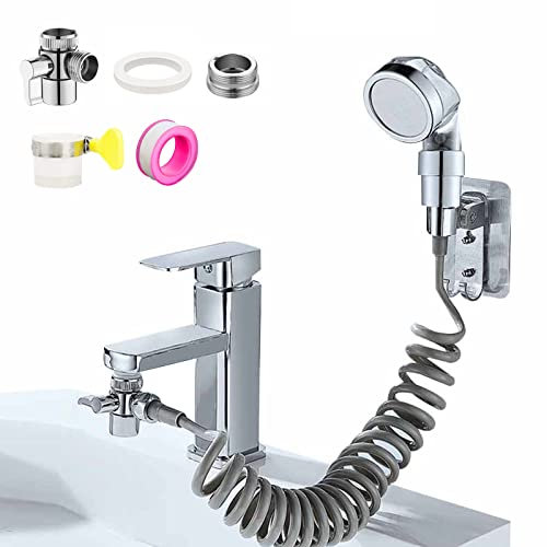 Vehoukli Handheld Wash Basin Shower Head, Shower Head and Hose Set with Telescopic Hose for Hair Washing Pet Showering Bathroom Utility Room Laundry Tub
