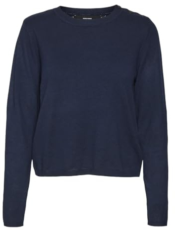 Vero Moda Vmfantastic LS O-Neck Button Pull Ga Boo Jersey de Punto para Mujer, Azul Marino, S
