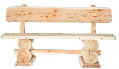 Mega Holz Gartenbank Rustikal Lärche 200 cm - Massivholz Bank aus heimischer Lärche - Fertig montierte Sitzbank für Terrasse, Garten & Balkon mit Rückenlehne - Für 3 Personen, wetterfest & robust