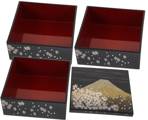Cabilock Fiambrera Bento Japonesa Para Adultos Caja Bento Japonesa Tapa y Diseño De Monte Fuji