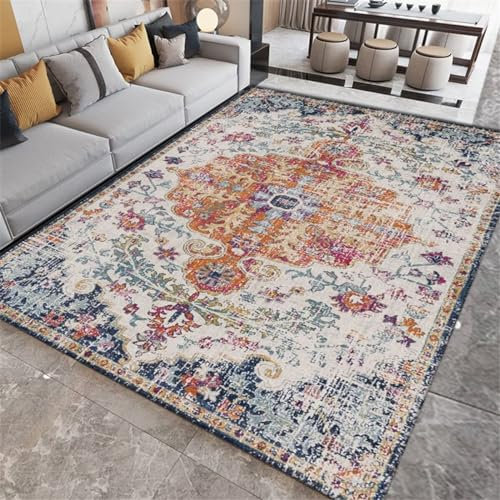 RUGMRZ Küchen Teppiche Teppich Modern Wohnzimmer großer Teppich blaues Pflanzenmuster Küchenteppich waschbar Fleckerlteppich 50X80CM