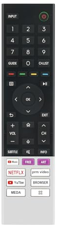 VINABTY ERF3I82 Remplacer la télécommande vocale pour Hisense Smart TV ERF3I82 with Music Free Art Netflix Prime-Video Youtube Browser Media APPS Channel