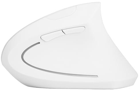 TIKATARER Mouse Vertical, 2.4GHz Optical 1600DPI Ergonomic Vertical Mouse Vertical Gaming Mouse Ergonomic Vertical Gaming Mouse NOn Delay for Pc Laptop (White)