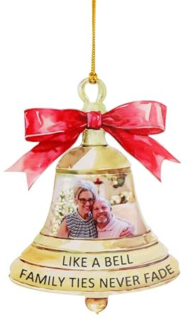 Personalisierte Familie Weihnachtsschmuck, wie eine Glocke Familie Bindungen nie verblassen Weihnachtsglocke Ornamente 2024 Weihnachtsbaum hängende Dekorationen Foto Text Weihnachten Keepsake Geschenk