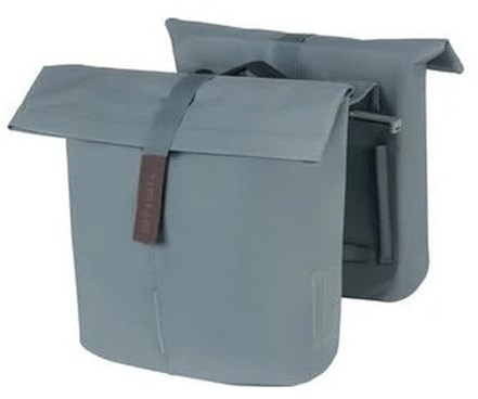 Basil City Doppeltasche MIK - 28-32L, Graphite Blue, Wasserabweisend, Inkl. abschließbarer MIK-Adapterplatte, Ideal für Stadt und Pendeln