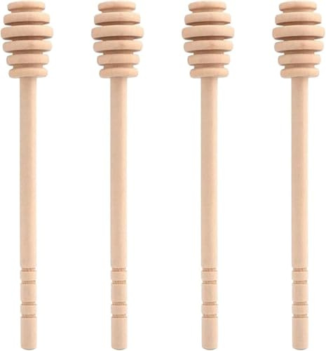 4 Pcs Honey Spoon, Mini Honey Dipper Sticks Honey Spoons, Wooden Honey Spoon, Mixing Stirrer Honey Dipper Stick for Drizzling and Stirring Honey Jam and Syrup