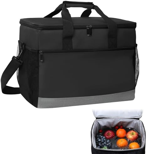 HTRTRR Insulated Cooler Bag, 30L Waterproof Leak-Proof Lunch Tote, Keep Warm and Cold Soft Cooler Picnic Bag for Travel, Camping, Picnics