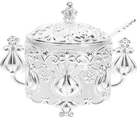 Cabilock Sucrier Vintage De Style Européen Pot à Sucre Granulé Pour Cuisine Avec Petite Cuillère Pratique Et Emplacement De Rangement