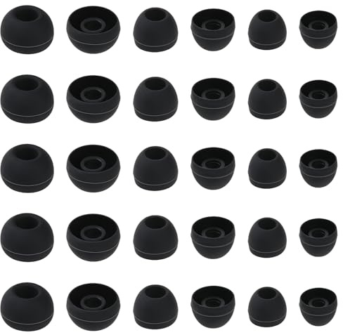 Lot de 15 paires d'embouts de rechange en silicone pour écouteurs intra-auriculaires compatibles avec presque tous les écouteurs (taille S, M, L, noir)