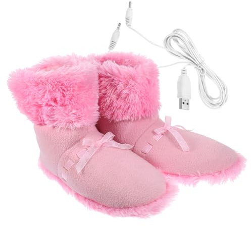 Homoyoyo Chaussures Chauffantes Électriques USB 5v Rose en Peluche, Hiver