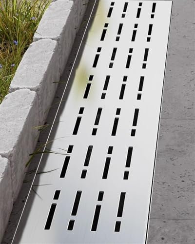 Kit de drainage à rainures en acier inoxydable Système de drainage en métal pour terrasse, salle de bain, garage, cour, distributeur de fossés de drainage, tailles 3,5 x 3 cm et 7 x 3 cm Ins