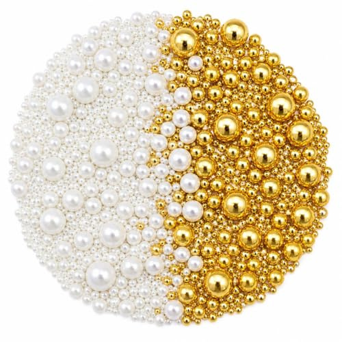 Edible Sprinkles 100g | Edible Sprinkles for Cake Decorating, Cookies & Cupcakes | Edible White Gold Sprinkles for Wedding, Birthday & Dessert Toppers (WhiteGold Pearl)