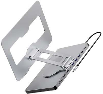 Supporto per laptop e dock con 10 porte e supporto girevole a 360 gradi per ufficio e casa PD100W