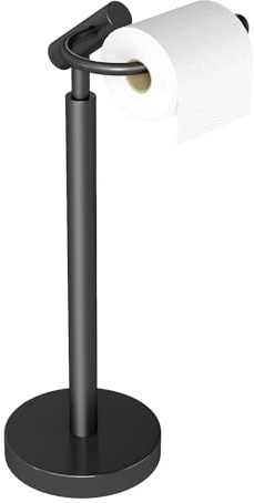 YUMORE Heavy Weighted Toilet Paper Holder Stand, No Drill Freestanding Bathroom Tissue Roll Stand, Stable Floor Standing Paper Roll Dispenser for Bathroom, Bedroom, Vanity