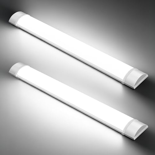 Yelyee 2er Feuchtraumleuchte LED 60CM, Kellerlampe 20W 2000LM, GaragenLampe Kaltweiss 6500K, Röhre Lampe IP65 Wasserfest, Werkstattlampe Deckenleuchte, Feuchtraum Leuchte für garage Werkstatt Keller