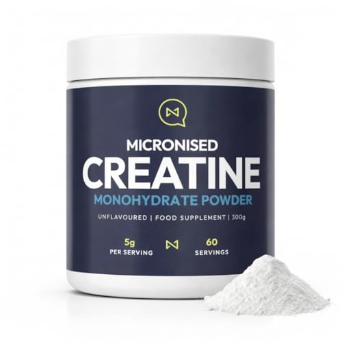 Creatine Monohydrate Powder 300g - True 5g Clinical Dose (60 Servings) - Made in UK, 100% Pure Micronised - NutriQuarter