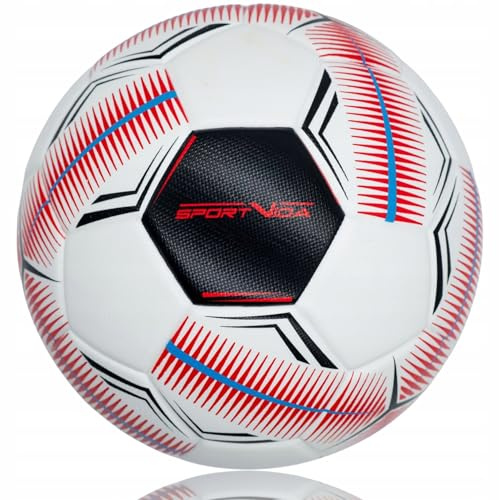 SportVida Futsal - Calcio da coperta, taglia 4, bianco blu, verde, materiale PU, cuciture incollate, gioco per interni, diametro 62-64 cm (bianco-rosso)