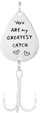 Kichvoe Gravierter Edelstahl Angelhaken „You Are My Greatest Catch“ Angler Geschenk zum Vatertag Personalisierter Fischereiköder Langlebiger Angleranhänger für Fischer