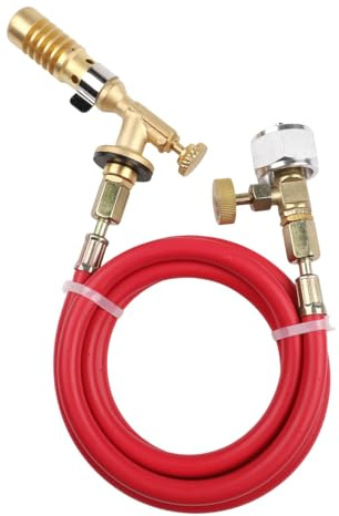 EasyByMall Torche au propane avec tuyau de 1,6 m pour réservoirs de gaz MAPP MAP Pro, chalumeau de soudage en laiton avec réglage de la flamme en continu