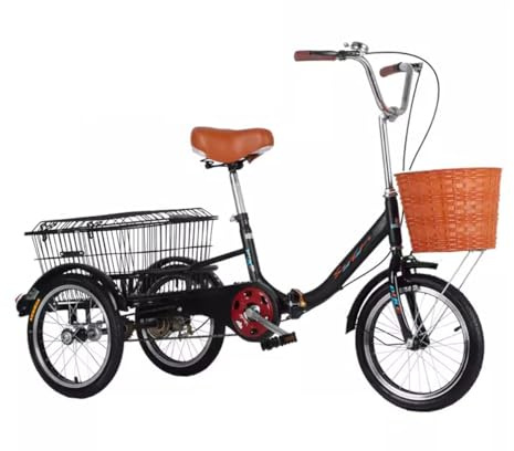 trehjuling, 15/19 tum vuxen trehjuling med stor korg, for kvinnor, kraftig 3-hjulig cykel for, lätt att montera säker, for rekreation, shopping (ett alternativ)