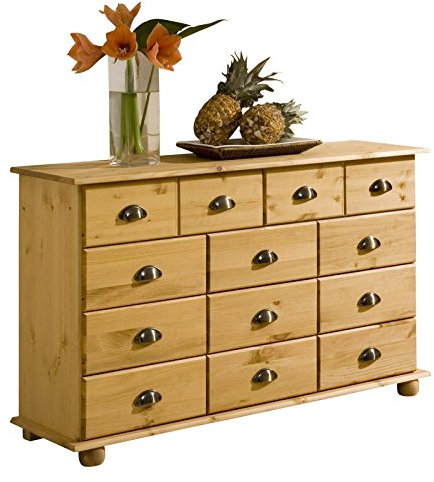 IDIMEX Schubladenschrank Sideboard Colmar, massives Kiefernholz gebeizt mit 11 Schubladen