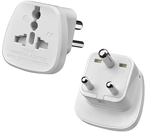 Gadgets Hut UK - 2 x UK to India Travel Adapter Type D | British 3-Pin to Indian Socket Converter | Travel Adapter for India, Nepal & Sri Lanka, Bangladesh and more (Pack of 2)