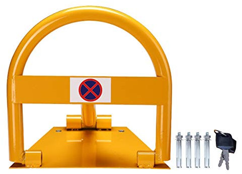 TOPWAY Car Parking Space Lock, High Visibility Yellow Arched Lockable Folding Car Parking Barrier, Car Park Driveway Guard Saver Blocker, for Safe Lane Driveway Parking 161899