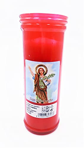 San pancracio . Vela roja de la Iglesia Vela Religiosa Jesús Cristo Cristiano . Dios . visitas a la Iglesia Funeral Pascua de Resurrección Navidad