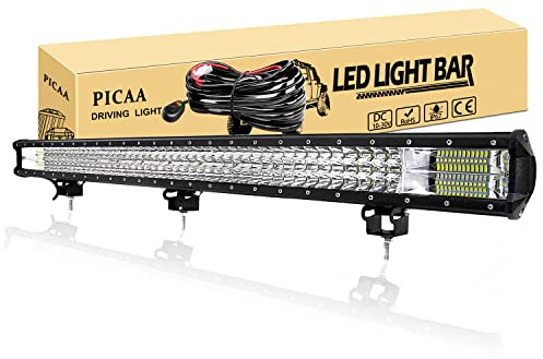 PICAA Led Arbeitsscheinwerfer,39 Zoll 7D 540W Lichtbalken Mit 12V Kabelbaum | Wasserdicht,Dreireihig, Zusatzscheinwerfer Bar, Spot Flutlicht Kombination, für SUV Offroad ATV UTV Traktor 4x4 Auto,6000K