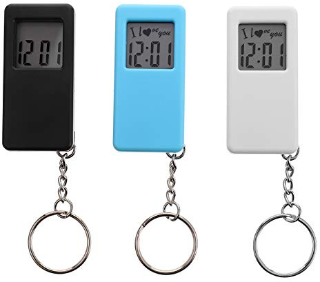 UKCOCO Schlüsselanhängeruhr 3 Stück Kunststoff Digitale Taschenuhr | Portable Hängeuhr für Studenten und Pflegekräfte, Kleine Taschenuhr mit Abschlusstmosphäre