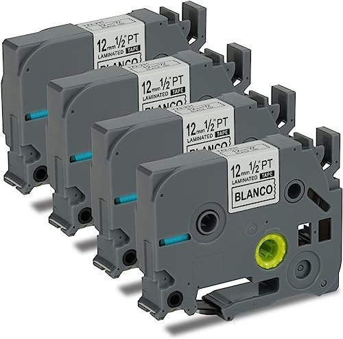 4 x kompatibel Beschriftungsband als Ersatz für Brother P-touch Bänder TZe-231 TZ Tape 12mm Laminiertes P-touch Schriftbänder für Brother Beschriftungsgeräte P-touch Cube Plus PT-H105 PT-D200 PT-1000