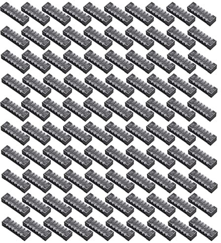 TB‑1506L Morsettiera da 100 Pezzi Set Morsettiera a 6 Posizioni Morsettiera a Doppia Kit di Terminali Elettrici Morsettiere a Vite Morsettiere 600V 15A