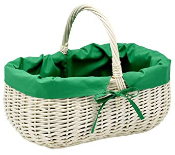 Weidenkorb Einkaufskorb Picknickkorb Tragekorb Vollweide mit Stoffeinlage K1-014-W-SGR