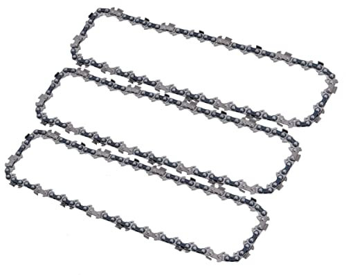 Poweka Catene per motoseghe 25 cm(3/8LP), 1,3 mm,40 maglie di trasmissione compatibile con Tutte le Marche Husqvarna, Mac Allister, McCulloch, Ryobi, Sterwins, Bosch, Confezione da 3