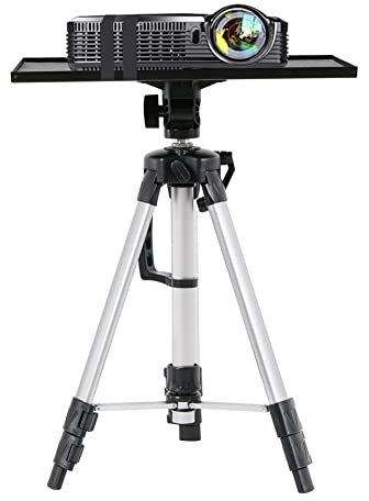 unho Projector Stand Tripod, Foldable Laptop Stand Aluminum DJ Racks Projector Tripod with Plate and Carrying Bag Height Adjustable from 49cm-110cm